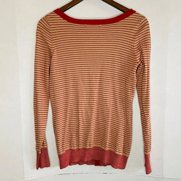 Vintage 2000s y2k Forever 21 Women's Medium Cardigan - Red Tan Stripes - Picture 4 of 5
